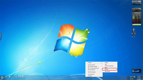 Windows 7 Toolbars, Desktop